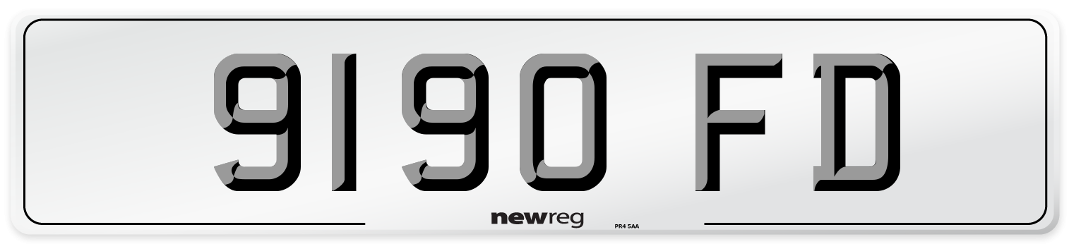 9190 FD Number Plate from New Reg